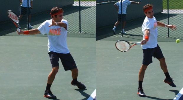 forehand-leg-extension Legs extending in the open stance forehand