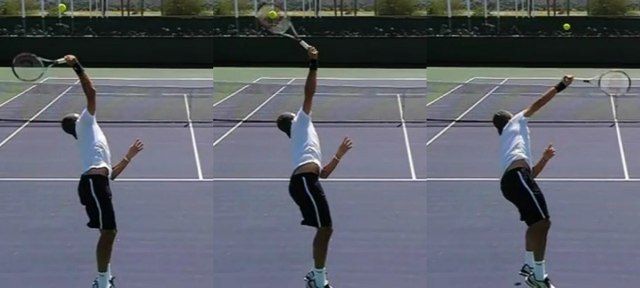racquet-across Top spin serve pronation
