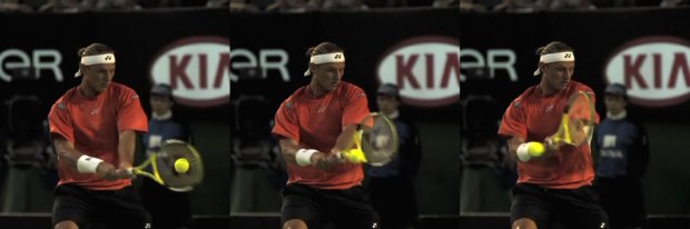 waist-high-ball Two-handed backhand at waist height