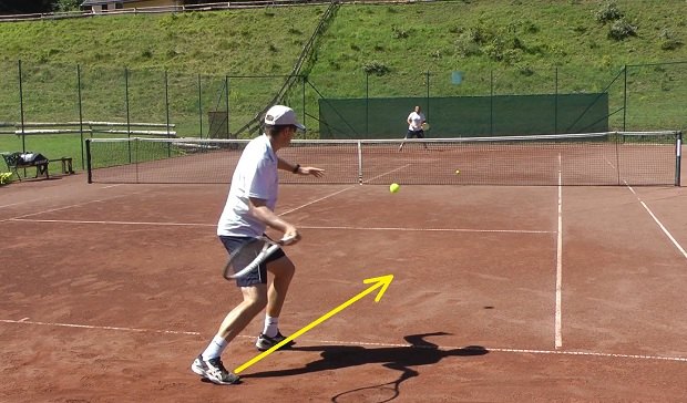 tennis shot down the line