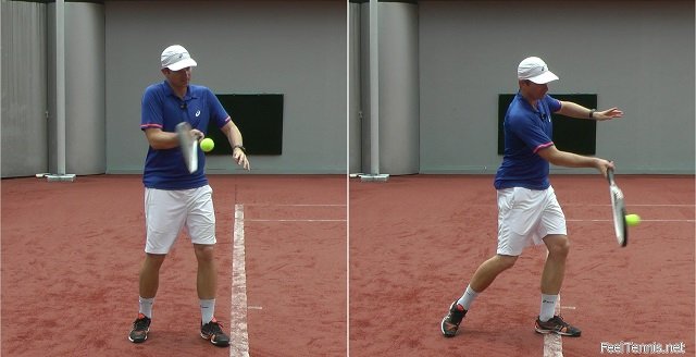contact-point-comparison late and ideal forehand contact