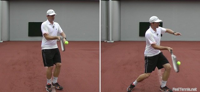 momentum-transfer forehand with and without weight transfer