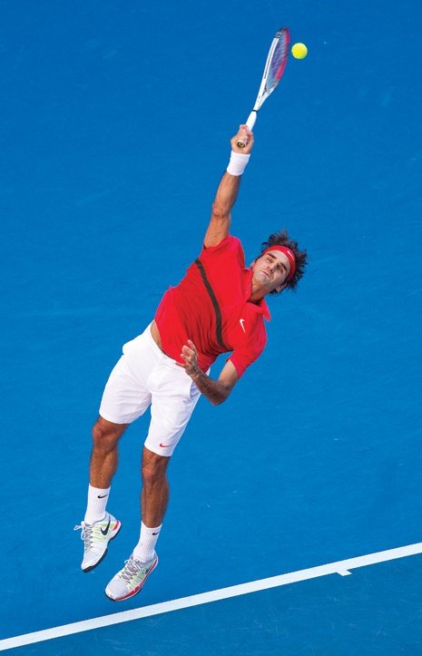 roger federer serve at contact