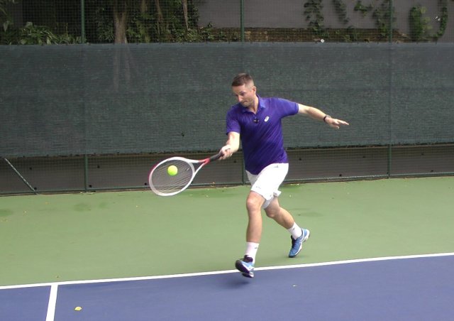 over-excited on a running forehand