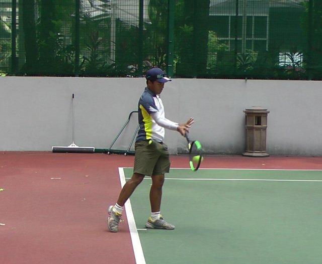forehand-in-front forehand hit in front with body