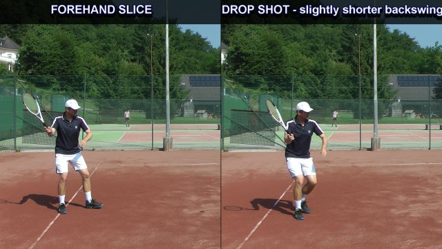 forehand-slice-drop-backswing forehand slice vs drop shot backswing