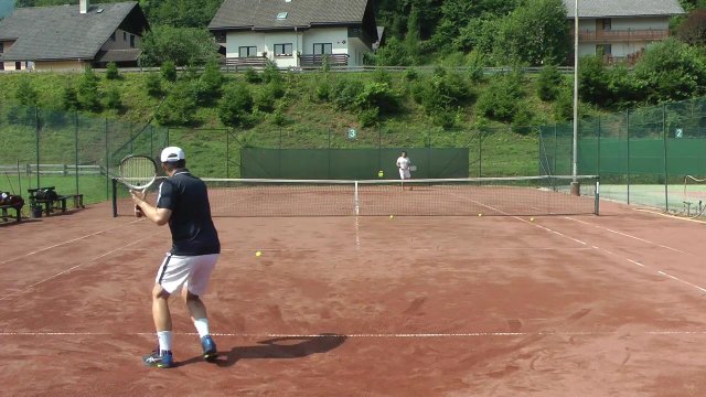 drop-shot-slice playing a drop shot off a slice ball