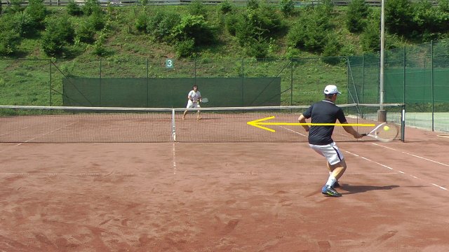 push-down-the-line approach down the line after the drop shot