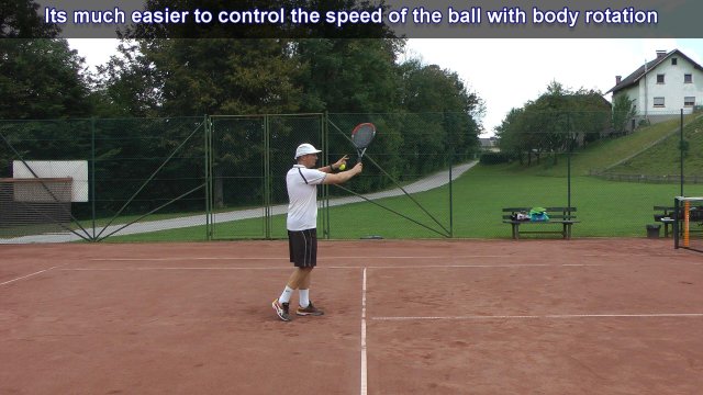 playing mini tennis with body rotation