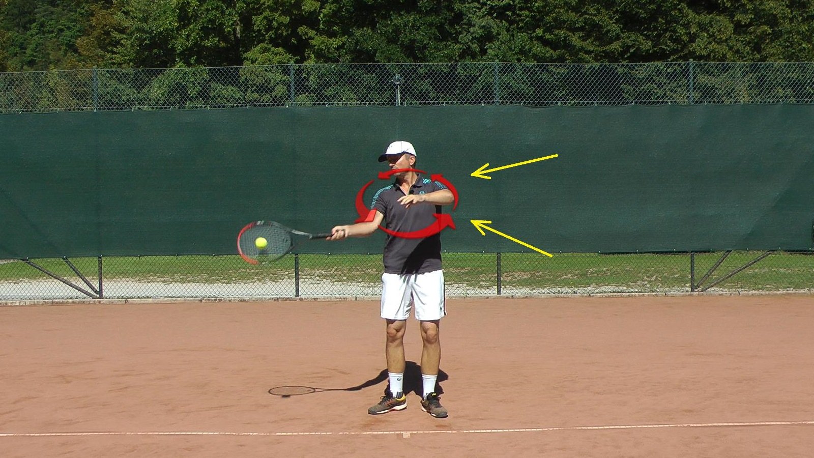 tennis forehand non-dominant arm role