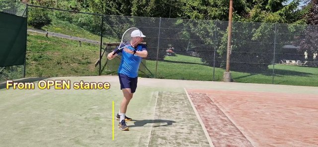 open-forehand preparation in open stance